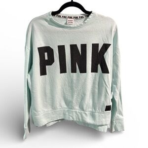 Pink Victoria Secret Light Blue Graphic Pullover- Size XSmall
